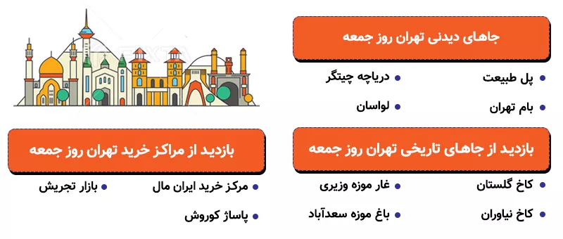 اینفوگرافی جاهای دیدنی تهران در جمعه