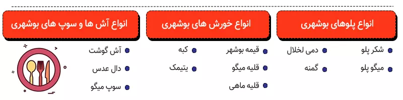 اینفوگرافی غذاهای محلی استان بوشهر