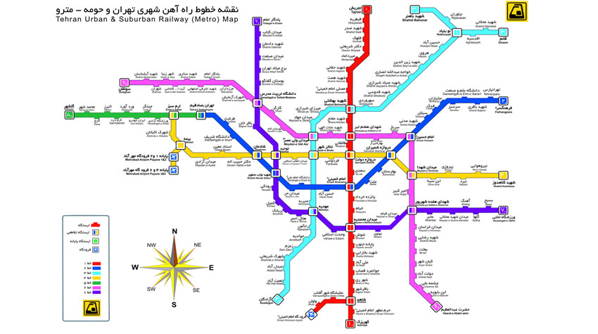 نقشه راهنمای مترو تهران