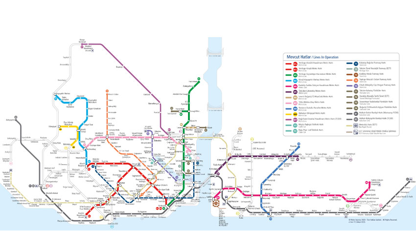نقشه خطوط متروی استانبول