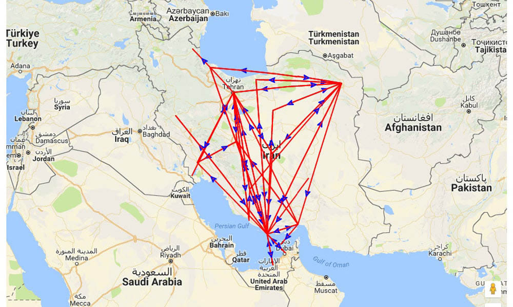 مسیرهای پروازی شرکت هواپیمایی کیش
