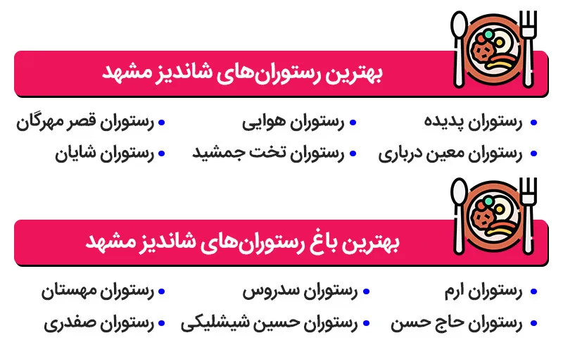 اینفوگرافی بهترین رستوران های شاندیز مشهد