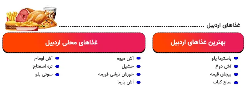 اینفوگرافی غذاهای محلی اردبیل 